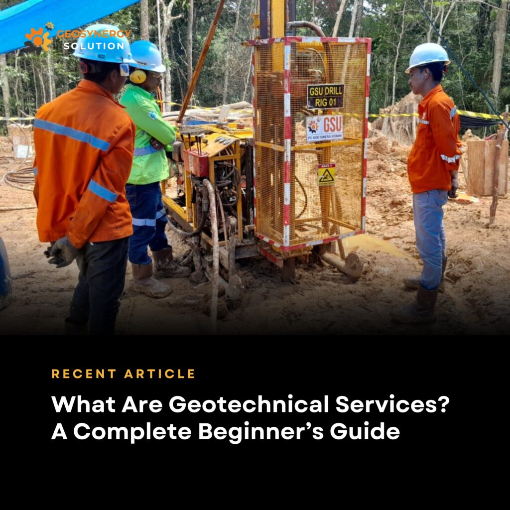 Geotechnical engineer conducting soil investigation in Indonesi