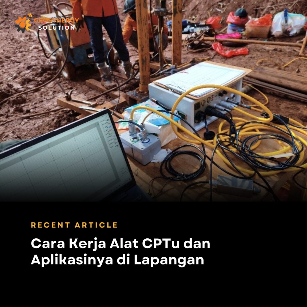 Alat CPTu sedang digunakan dalam pengujian tanah di lapangan