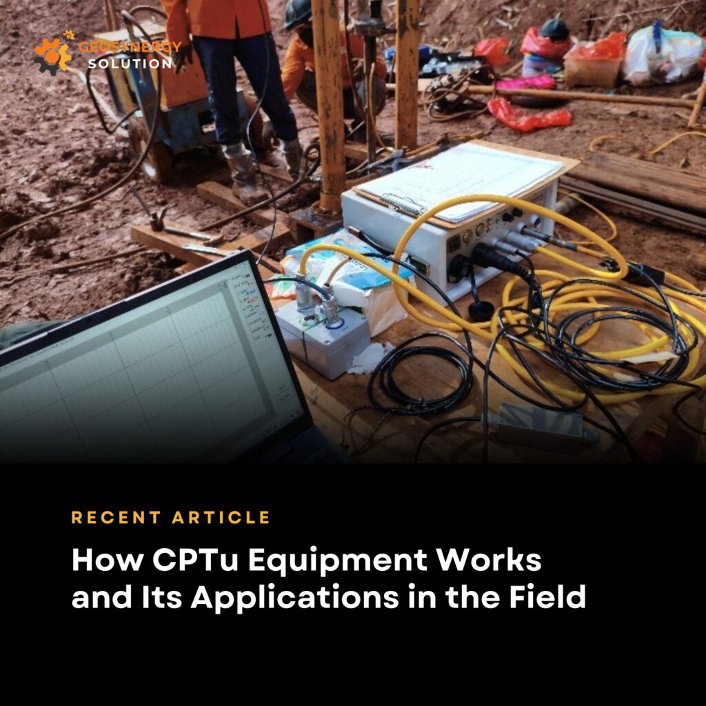 CPTu equipment operation in a geotechnical field test