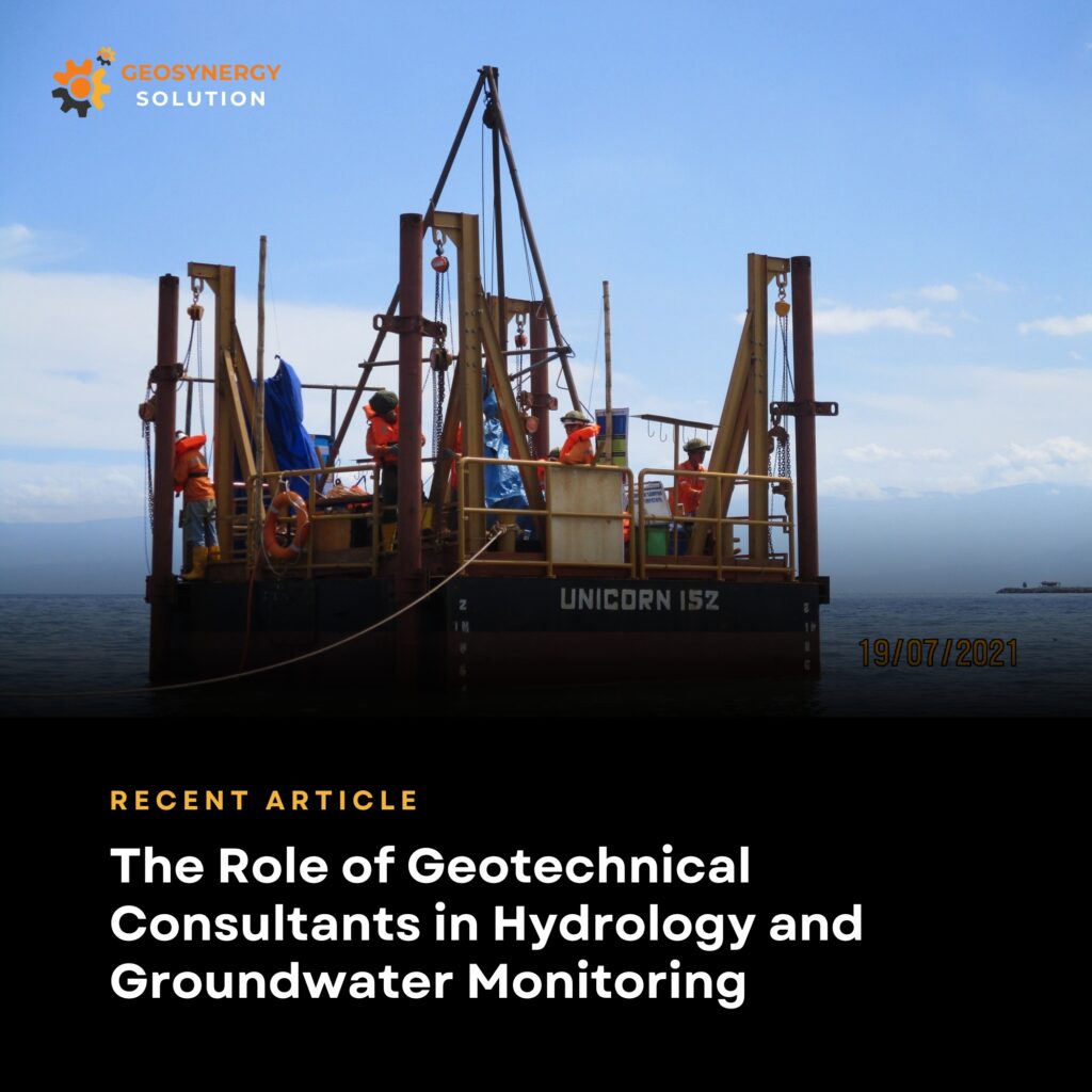 Geotechnical consultant conducting groundwater monitoring with modern equipment