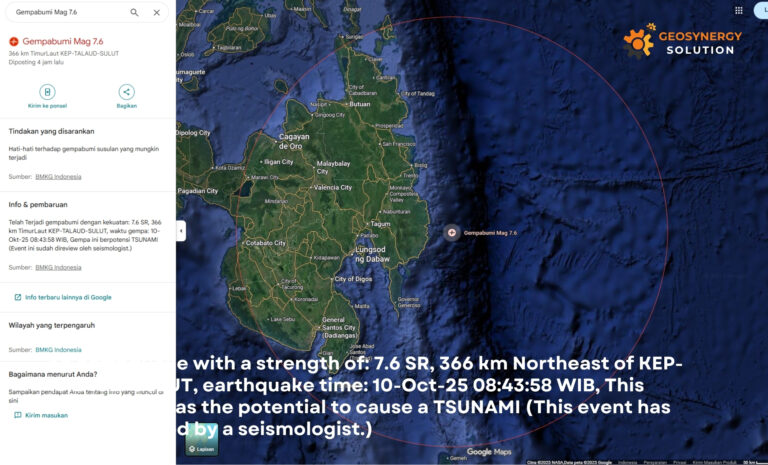 Map showing tsunami-prone areas in North Sulawesi and Papua after M 7.6 Philippines earthquake