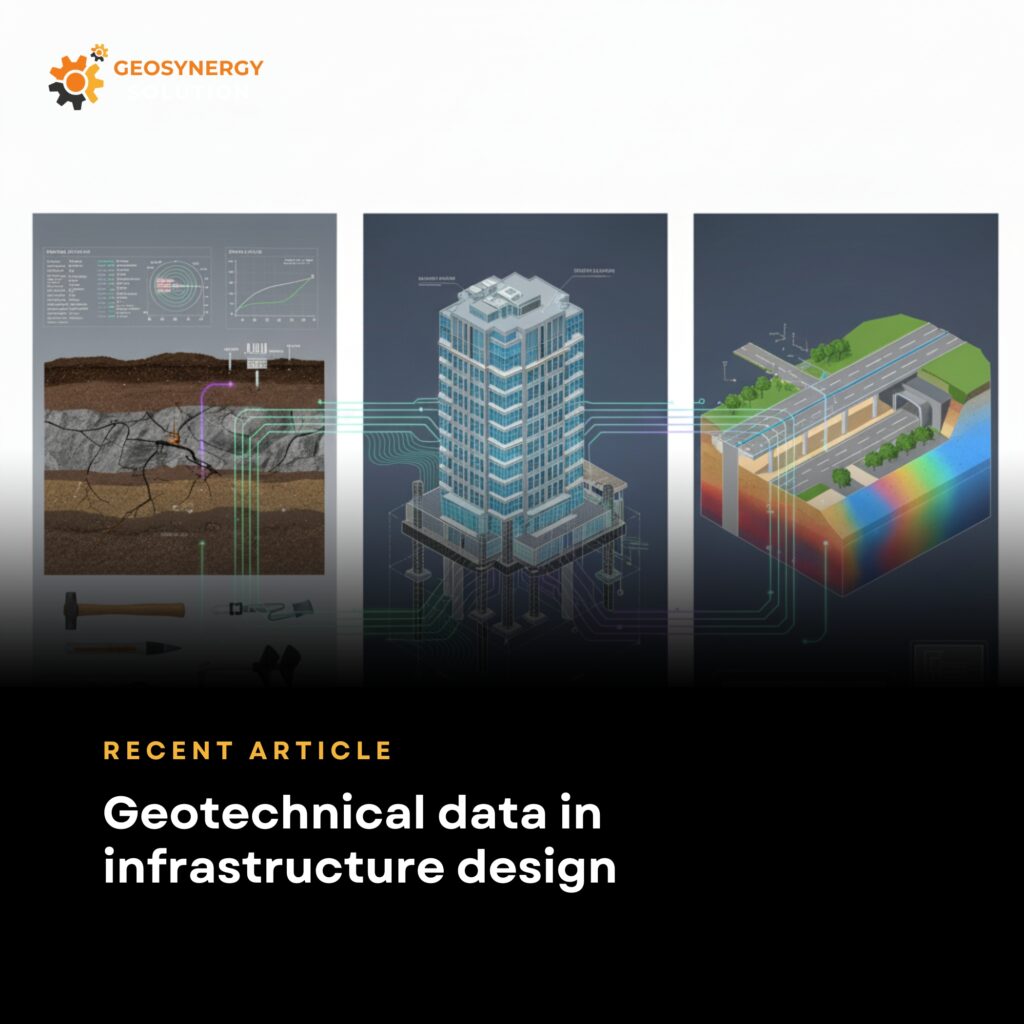 Engineers conducting geotechnical soil investigation for large infrastructure design