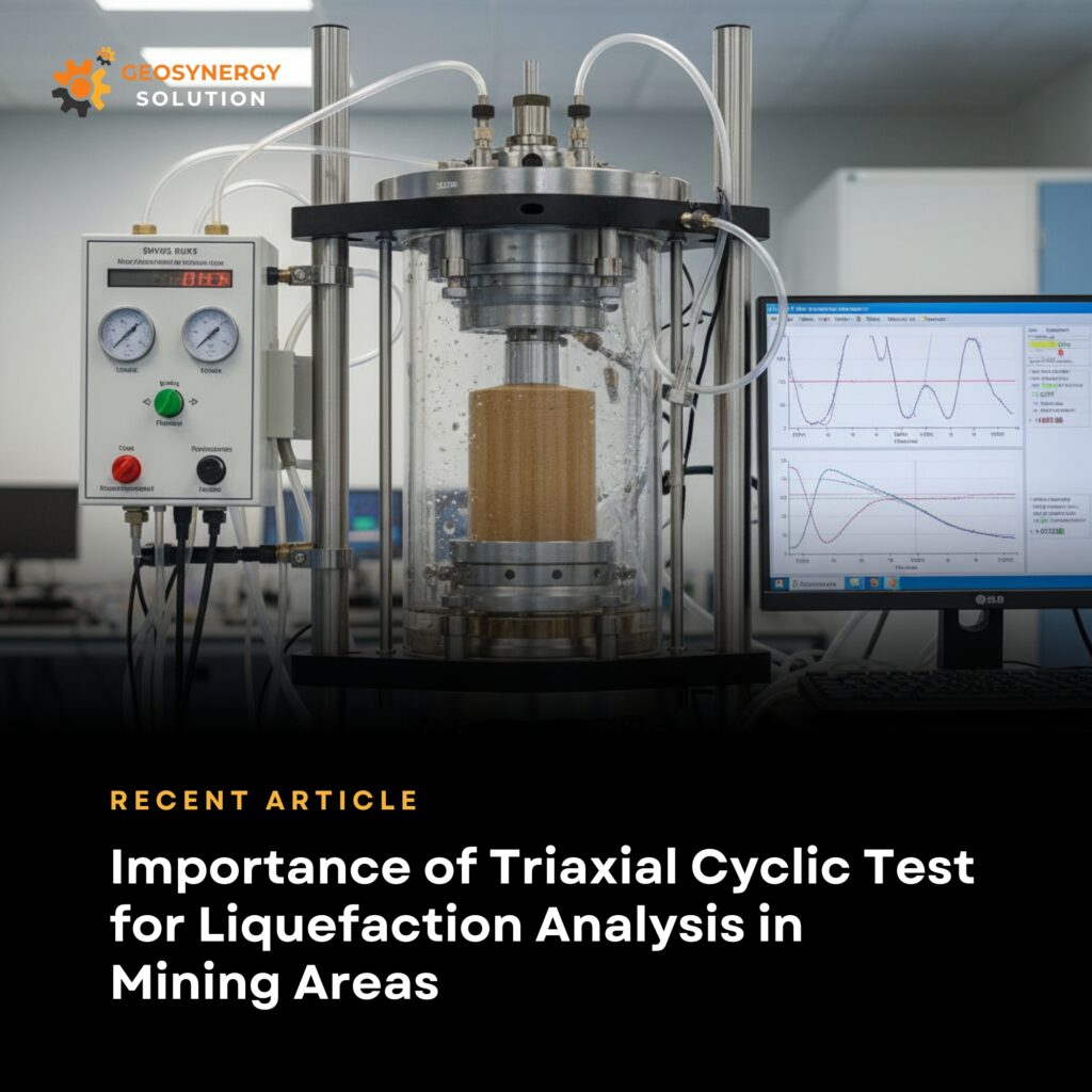 Geotechnical laboratory performing triaxial cyclic test for liquefaction analysis