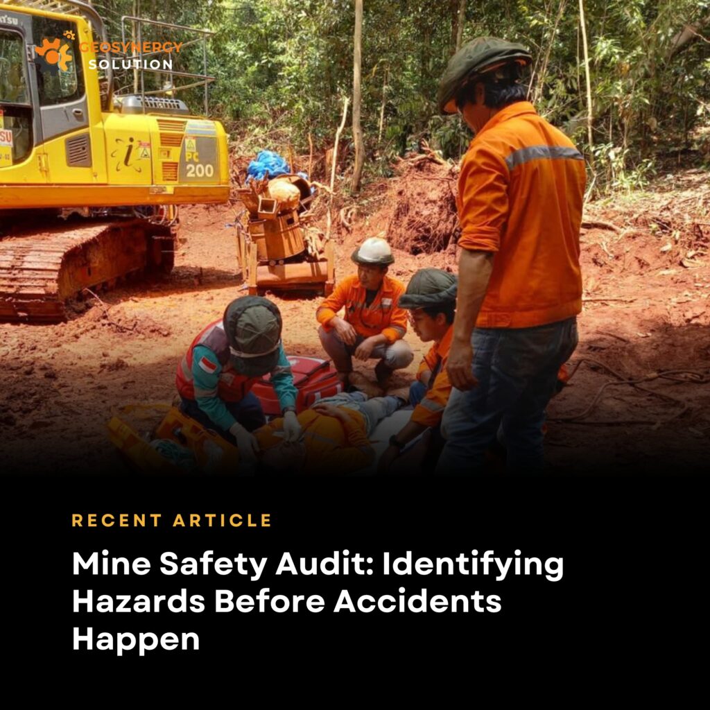 Safety officers conducting mine safety audit to identify hazards before accidents happen
