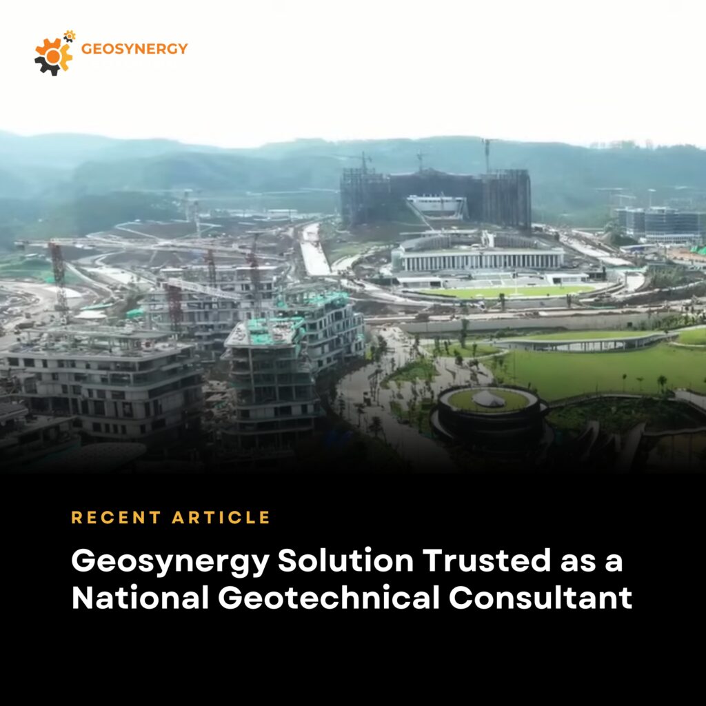 National geotechnical consultant conducting professional soil investigation for infrastructure project