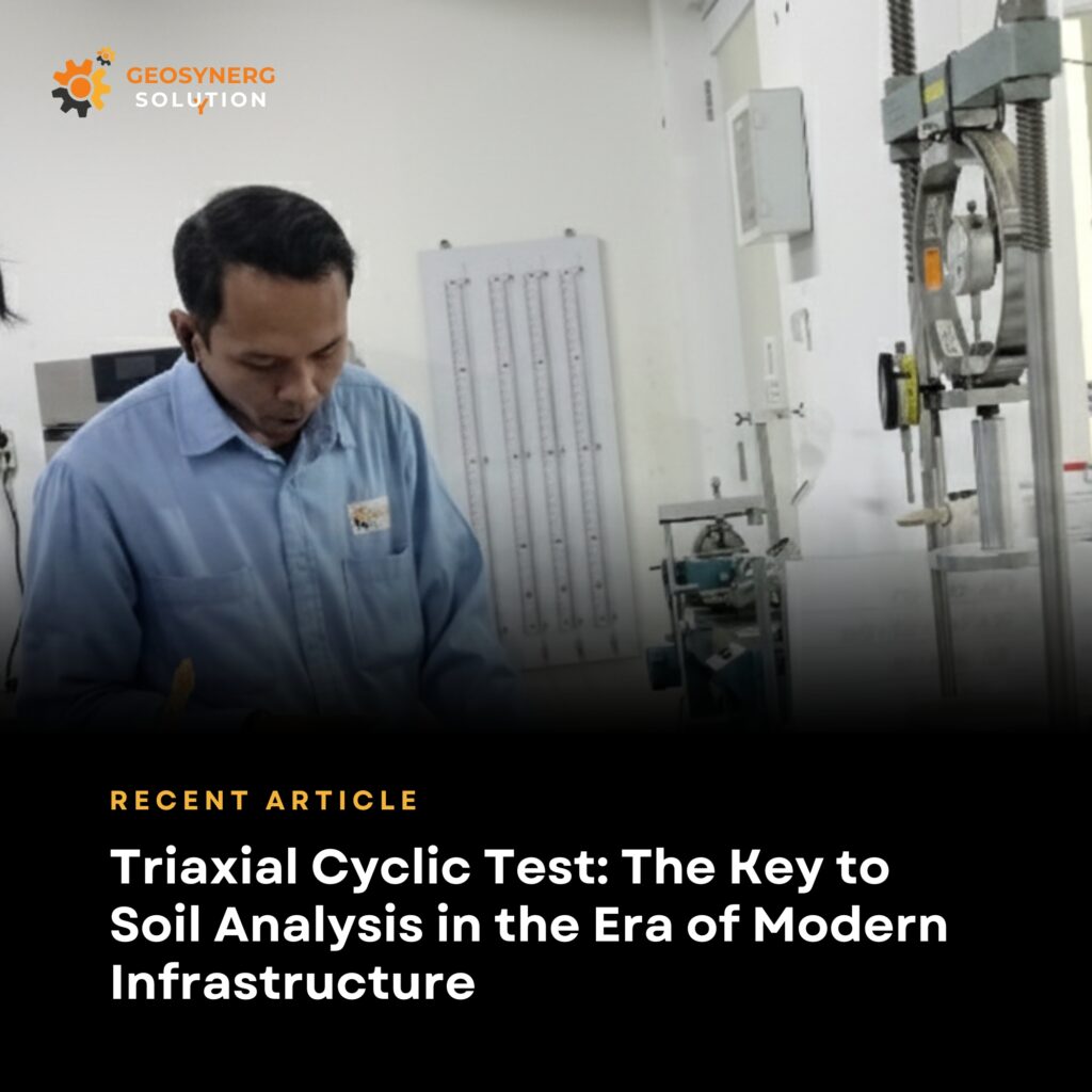 Triaxial cyclic test laboratory equipment used for dynamic soil analysis in geotechnical engineering