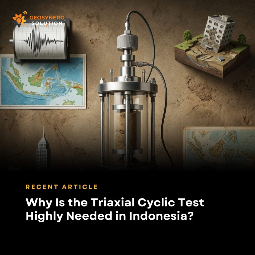 Triaxial Cyclic Test laboratory equipment in Indonesia for liquefaction analysis
